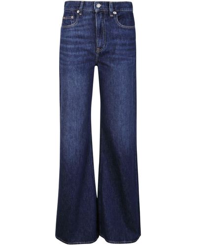 Polo Ralph Lauren Whiskered-effect Wide-leg Jeans - Blue