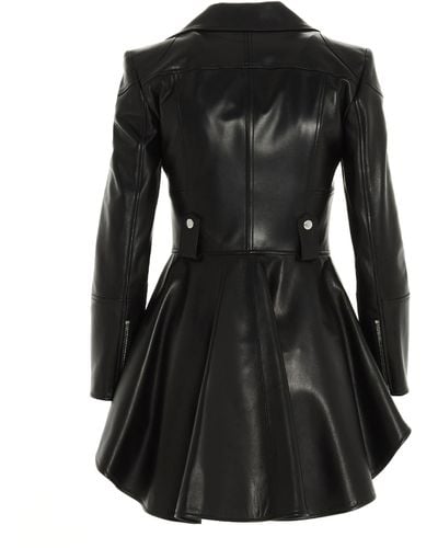 Alexander McQueen Leather Jacket With An Asymmetrical Hem - Women - Black