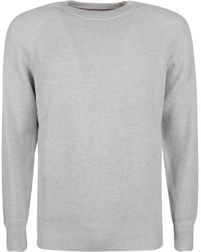 Brunello Cucinelli Plain Rib Knit Sweatshirt - Grey