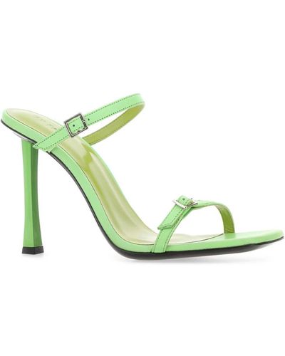 BY FAR Light Leather Flick Mules - Green