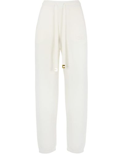 Elisabetta Franchi Ivory Cotton Sports Trousers - White