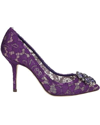 Dolce & Gabbana Taormina Lace Embellished Pumps - Purple