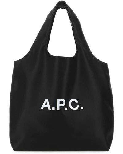 A.P.C. Synthetic Leather Shopping Bag - Black