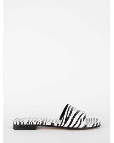 Paris Texas Zebra-Print Flat Sandals - White