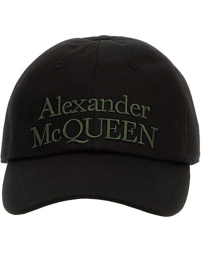 Alexander McQueen Logo Embroidery Cap Hats - Black