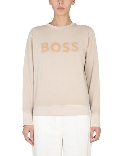 BOSS Crewneck Sweatshirt With Logo - White