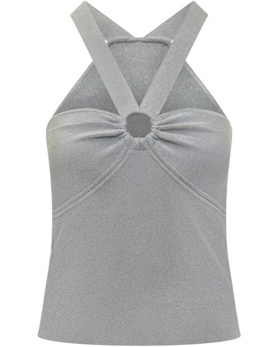 Michael Kors Halterneck Knitted Top - Gray