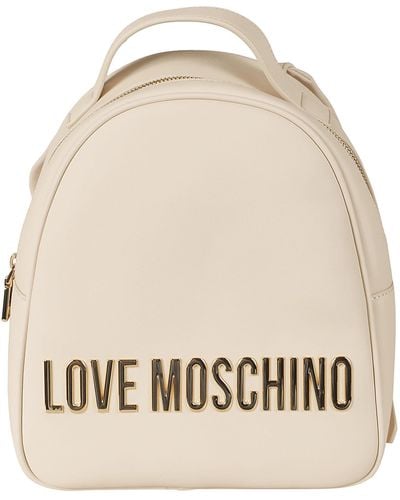 Love Moschino Logo Plaque Embossed Backpack - Natural