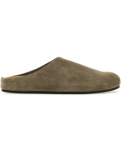 The Row Dove Suede Hugo Slippers - Green