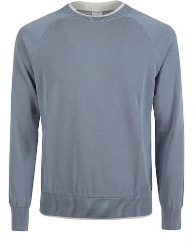 Eleventy Crewneck Layered-Effect Sweater - Blue