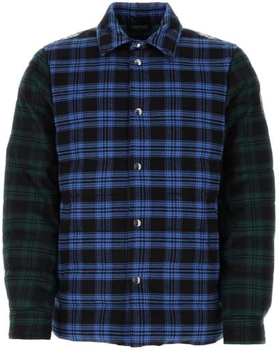 Woolrich Embroidered Cotton Padded Shirt - Blue