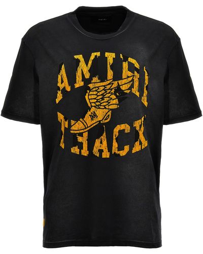 Amiri Track Branded-print Cotton-jersey T-shirt - Black