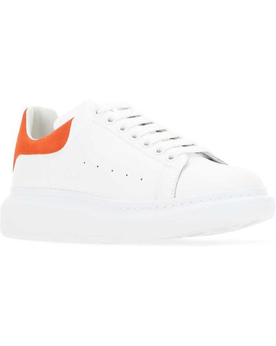 Alexander McQueen Leather Trainers With Suede Heel - White