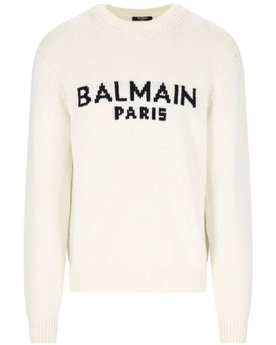 Balmain Logo Sweater - White