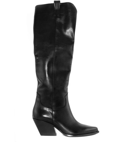 Elena Iachi Leather Knee Boots - Black