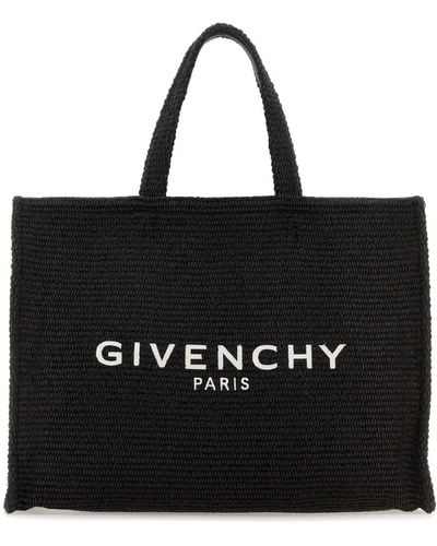 Givenchy Raffia Medium G-Tote Shopping Bag - Black