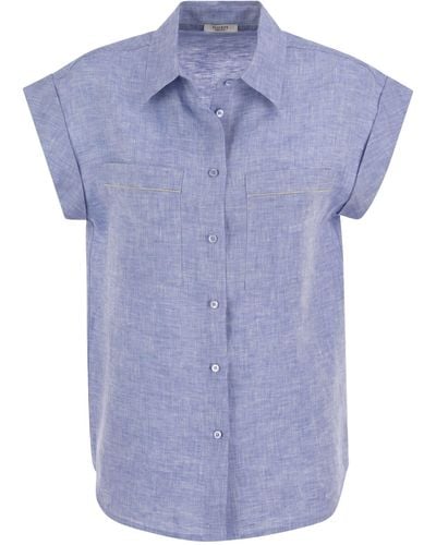 Peserico Linen Sleeveless Shirt - Blue