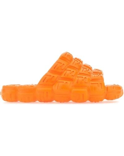 Fendi Orange Rubber Cloud Slippers