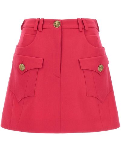 Balmain Logo Button Mini Skirt Skirts - Red