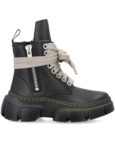 Rick Owens X Dr. Martens 1460 Leather Dmxl Platform Jumbo Lace Up Boots - Black