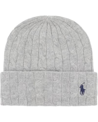 Polo Ralph Lauren Cable Knit Cashmere And Wool Beanie Hat - Gray