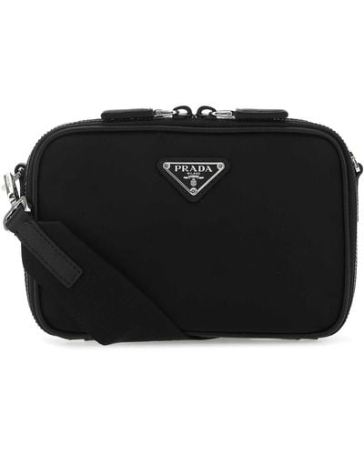 Prada Leather And Nylon Crossbody Bag - Black