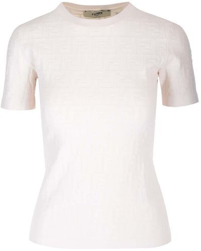Fendi Ff Viscose Blend Sweater - White