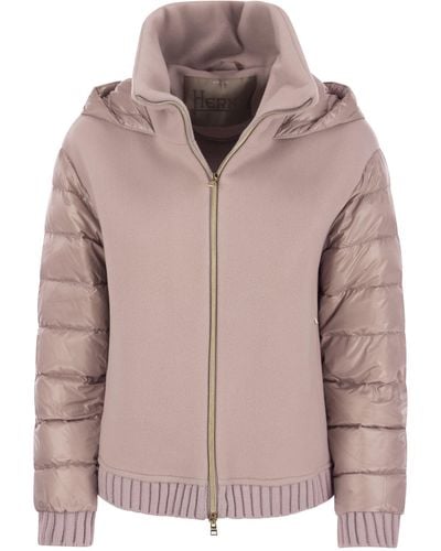 Herno Resort Bomber Jacket In Modern Double And Ultralight Nylon - Pink