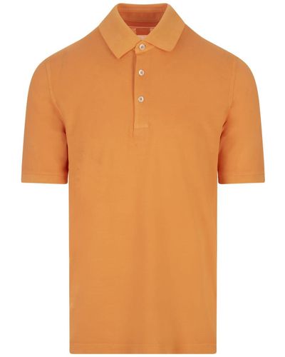 Fedeli Light Cotton Piquet Polo Shirt - Orange