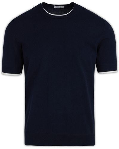 Paolo Pecora Short-Sleeved Knitted T-Shirt - Blue
