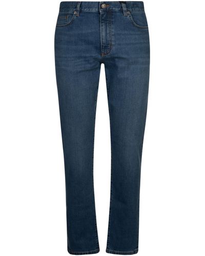 Zegna Fitted Buttoned Jeans - Blue