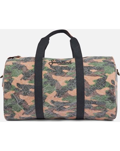 Mc2 Saint Barth Travel Duffel Bag With Camouflage Print - Black