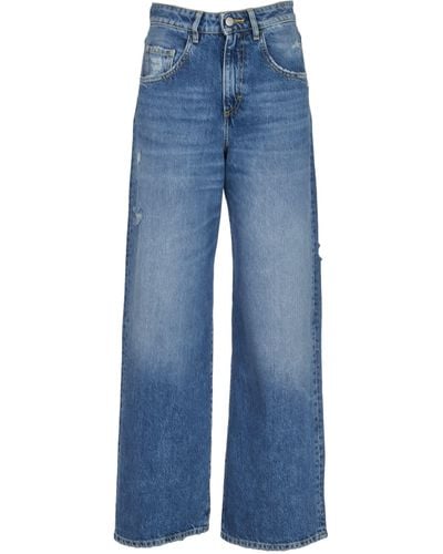 ICON DENIM Straight Buttoned Jeans - Blue