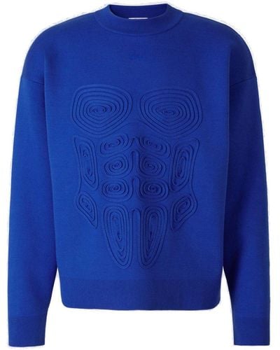 Off-White c/o Virgil Abloh Body Scan Logo Embroidered Sweatshirt - Blue