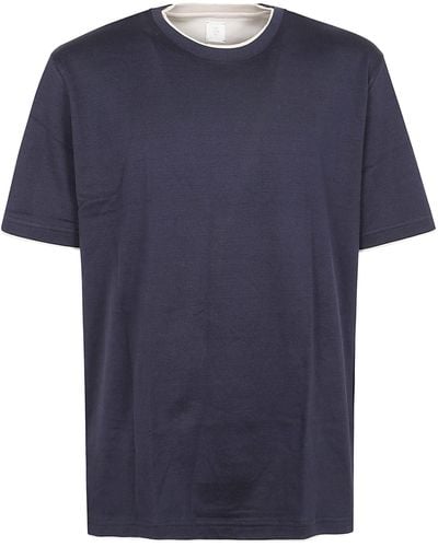 Eleventy Round Neck Plain T-Shirt - Blue