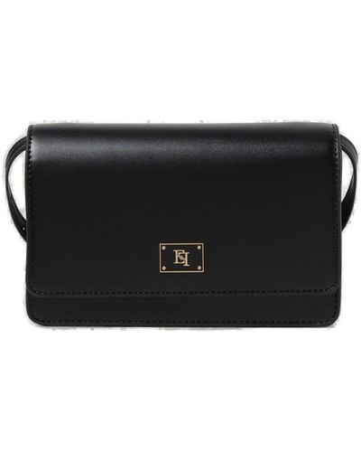 Elisabetta Franchi Logo Plaque Shoulder Bag - Black