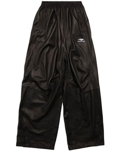 Balenciaga 3B Sports Icon Leather Track Trousers - Black