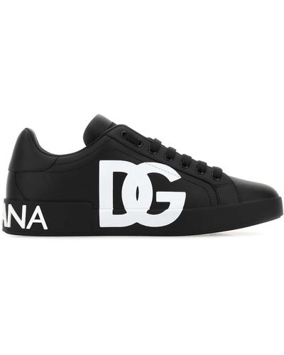Dolce & Gabbana Nappa Leather Portofino Trainers - Black