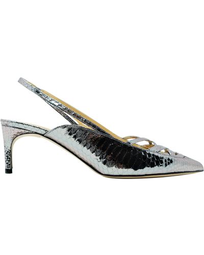 Giannico Printed Python Slingback Amelia Court Shoes - Metallic