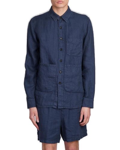 Aspesi Long Sleeved Pocket-Detailed Shirt - Blue
