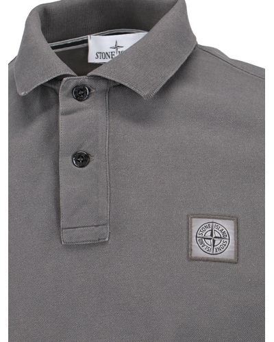 Stone Island Logo Polo Shirt - Gray
