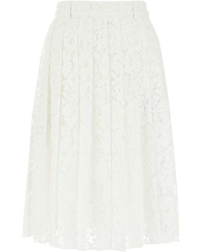 Valentino Garavani White Lace Skirt