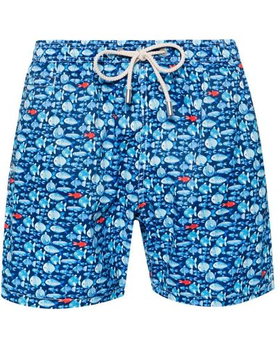 Mc2 Saint Barth Fish-print Swim Shorts - Blue