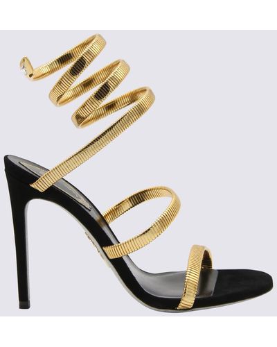 Rene Caovilla Black And Gold Juniper Sandals - Metallic