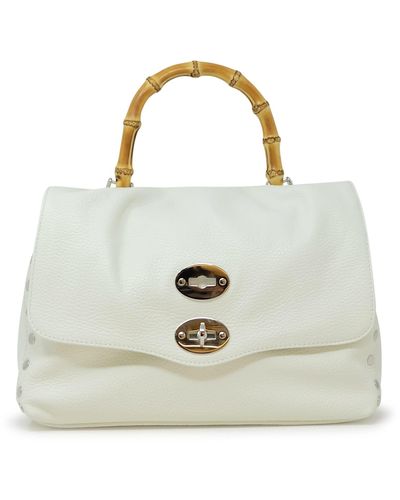 Zanellato 068010-0950000-Z1190 Postina Daily S Bamboo Leather Handbag - White