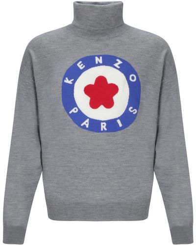 KENZO Target Turtleneck Sweater - Gray