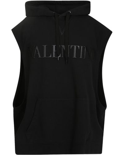Valentino Logo-print Sleeveless Hoodie - Black