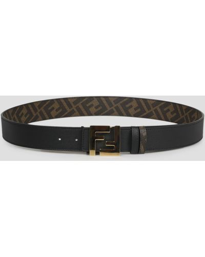Fendi Leather Reversible Belt - Brown
