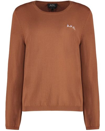 A.P.C. Albane Cotton Crew-neck Sweater - Brown