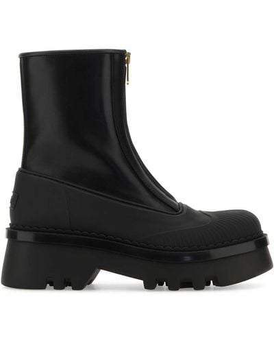 Chloé Leather Raina Ankle Boots - Black